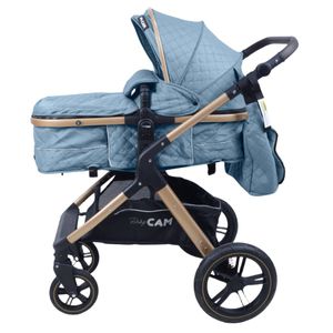 Coche Napoly Baby Cam, porta bebé, freno unificado, azul