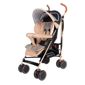 Coche bastón de lujo Vero Baby Happy, plegable, estructura de metal, beige