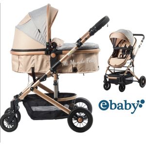 Coche moisés Ebaby para bebé Deluxe confort, peso máx. soportado 18kg, beige