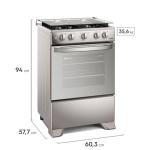 Cocina Electrolux FE4PMR Efficient VaporBake 12000 W, 4 quemadores, 70 litros, triple llama, plateado