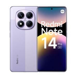 Celular Xiaomi Redmi Note 14 Pro 5G 256GB, 8GB RAM, cámara principal 200MP+8MP+2MP, frontal 20MP, 6.67", lavender