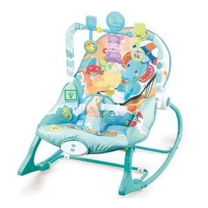 Silla mecedora Baby kits elefante, musical, con vibrador, celeste