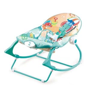 Silla mecedora Baby kits elefante, musical, con vibrador, celeste
