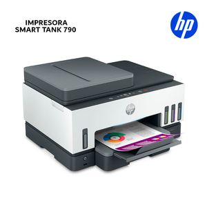 Impresora multifuncional HP Smart Tank 790, color, Wi-Fi, smart App, Dúplex, ADF alimentador automático, Fax, blanco