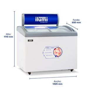 Congeladora Ilumi TF-3600, 360 litros, vidrio corredizo, blanco