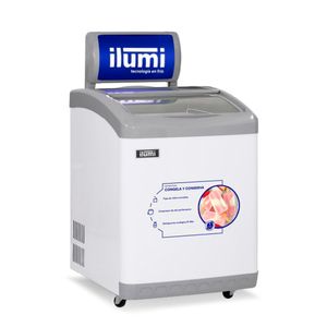 Congeladora Ilumi TF-1600, 160 litros, vidrio corredizo, acero inoxidable, blanco