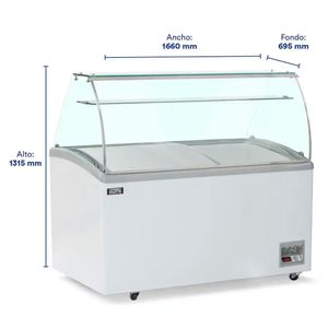 Congelador heladero con pozas y vitrina TF-5200TG capacidad 520 litros, blanco