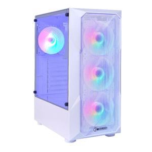 Case para PC gamer Halion Stuka CN 500W rainbow, mid tower, soporte para placas y ventiladores, iluminación RGB, blanco