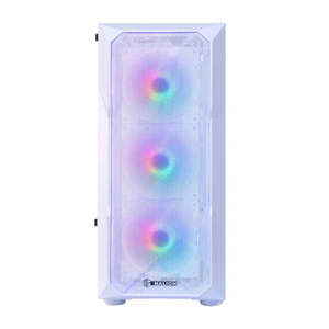 Case para PC gamer Halion Stuka CN 500W rainbow, mid tower, soporte para placas y ventiladores, iluminación RGB, blanco
