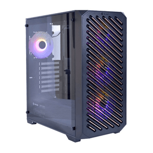 Case para PC gamer Halion Aries 03, mid tower, soporte para placas y ventiladores, iluminación RGB, negro