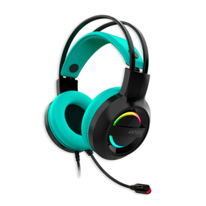 Audífono Antryx Iris-K rainbow, 7.1 virtual surround, USB, alámbrico, con micrófono, turquesa