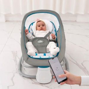 Mecedora Babycam para bebé recién nacido Deluxe, eléctrica, 4 en 1, control app, azul