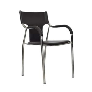 Silla de visita Ofideas, fija Soft I, tapizado en cuerina PU, negro