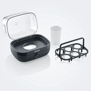 Hervidor de huevos, EK 3165, 6 unidades, tapa transparente, BPA Free, 420W, negro