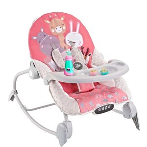 Mecedora Babycam para bebé recién nacido, musical, 5 en 1, con bandeja, panel touch, rosado