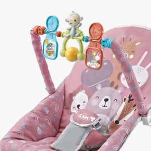 Mecedora Babycam para bebé recién nacido, musical, 5 en 1, con bandeja, panel touch, rosado