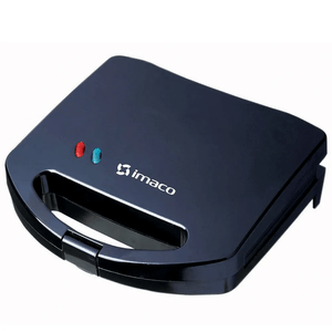 Sandwichera Imaco IST101N, 750W, superficie antiadherente, asas termoaislantes, negro