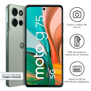 Celular Motorola Moto G75 5G 256GB, 8GB RAM, cámara principal 50MP + 8MP, frontal 16MP, 6.8", gris