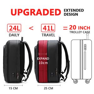 Mochila Arctic Hunter B00227, expandible, para viaje, portalaptop, negro