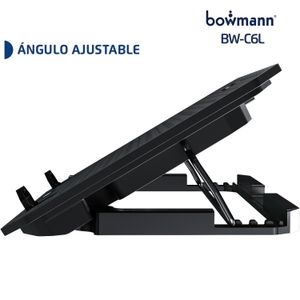 Cooler para laptop Bowmann BW-C6L máx. 16", 6 ventiladores, altura regulable, Display LCD LED, USB, negro
