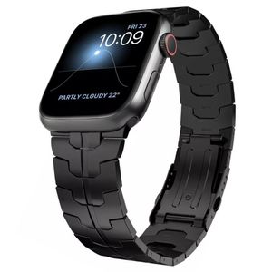 Correa de acero inoxidable URVOI Iron Man para Apple Watch, semi brillante, negro