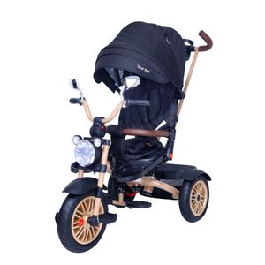 Triciclo para niños Evolutivo First Harley Choper Deluxe, bluetooth giratorio, negro