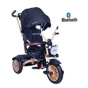 Triciclo para niños Evolutivo First Harley Choper Deluxe, bluetooth giratorio, negro