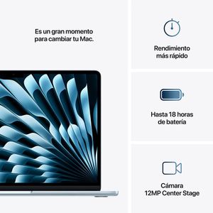 MacBook Air 13", 256GB, 16GB RAM, Chip M4, carga rápida, Sky Blue