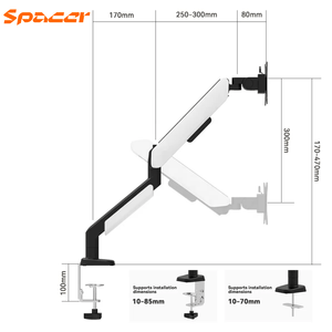 Rack hidráulico para monitor Spacer SB90 22" a 42", iluminación RGB, conexión USB