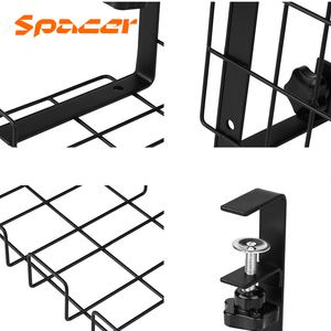 Organizador de cables Spacer, SB038, para escritorio, acero al carbono, 38 cm, negro