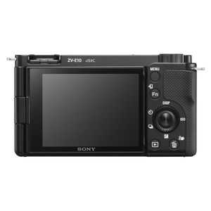 Cámara digital Mirrorless Sony ZV-E10L Alpha para Vlogs 24.2 MP, con lente 16-50mm, grabación en 4K, pantalla táctil LCD abatible, negro