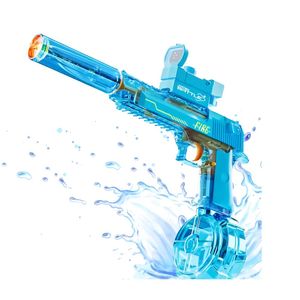 Lanzador de agua potente, luz LED resplandeciente, diseño Uzi, celeste