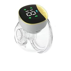 Extractor de leche materna, manos libres CR, apagado automático, negro y dorado