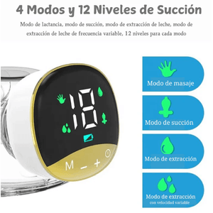 Extractor de leche materna, manos libres CR, apagado automático, negro y dorado