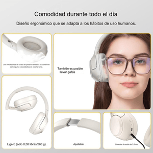 Audífonos con cancelación de ruido QCY H3 micrófono incorporado, máx. 60 horas de reproducción, control música y llamadas, blanco