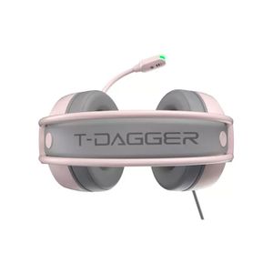 Audífonos gamer T-Dagger Sona T-RGH304P micrófono integrado, iluminación RGB y diseño cómodo, rosado