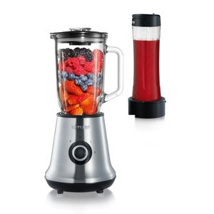 Licuadora multimezclas Severin SM 3737 2 en 1 500W, 2 velocidades, vaso Smoothie Mix & Go, acero inoxidable, jarra de vidrio, plateado
