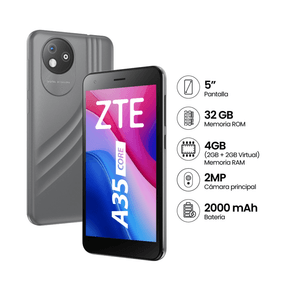Celular ZTE Blade A35 Core 32GB, 2GB ram, cámara principal 2MP, frontal 0.3MP, 5", negro