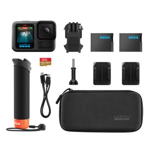 Cámara de acción GoPro Hero 13 Holiday Bundle grabación en 5.3K, incluye 1xHandler, 2 baterías Enduro, 2 soportes adhesivos, MicroSD 64GB y estuche