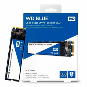 Disco solido interno Western digital Blue 500GB SATA M.2 , escritura 530 MB/s, lectura 560 MB/s, azul