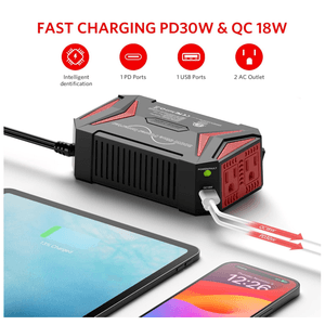 Inversor de corriente Bestek 300W, onda sinusoidal pura, negro, carga rápida, protección total