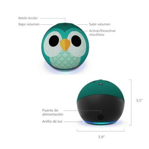 Parlante Amazon Echo Dot, 5ª Generación, Kids Búho, con Alexa, y Amazon Kids+