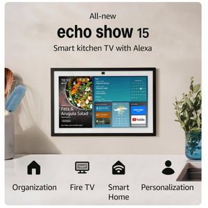 Echo Show 15, Amazon, Fire TV, pantalla inteligente Full HD de 15.6", negro