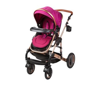 Coche cuna Travel System Zeus Voyage, porta bebé, estructura de aluminio, llantas Eva, fucsia