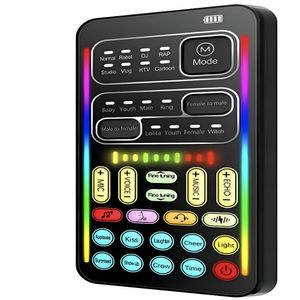 Cambiador de voz portátil, tarjeta de sonido, 16 modos, streaming, negro