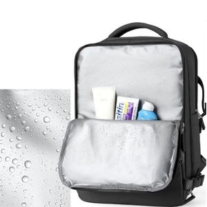 Mochila viajera de cabina, compartimento para calzado, puerto USB, diseño antirrobo, negro