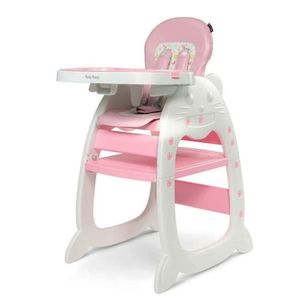 Silla de comer Hi Baby voyage cat love, 3 en 1, transformable en escritorio, rosado