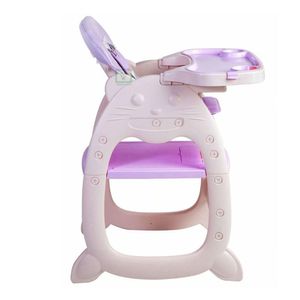 Silla de comer Hi Baby voyage cat love, 3 en 1, transformable en escritorio, doble bandeja, morado