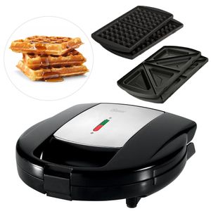 Sandwichera Waflera Oster, 700 W, placa intercambiable, negro