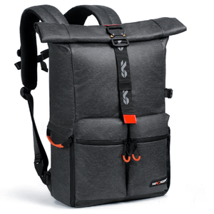 Mochila fotográfica KyF Concept KF13.096V1, DSLR + 2 lentes, resistente al agua, con cubierta, negro